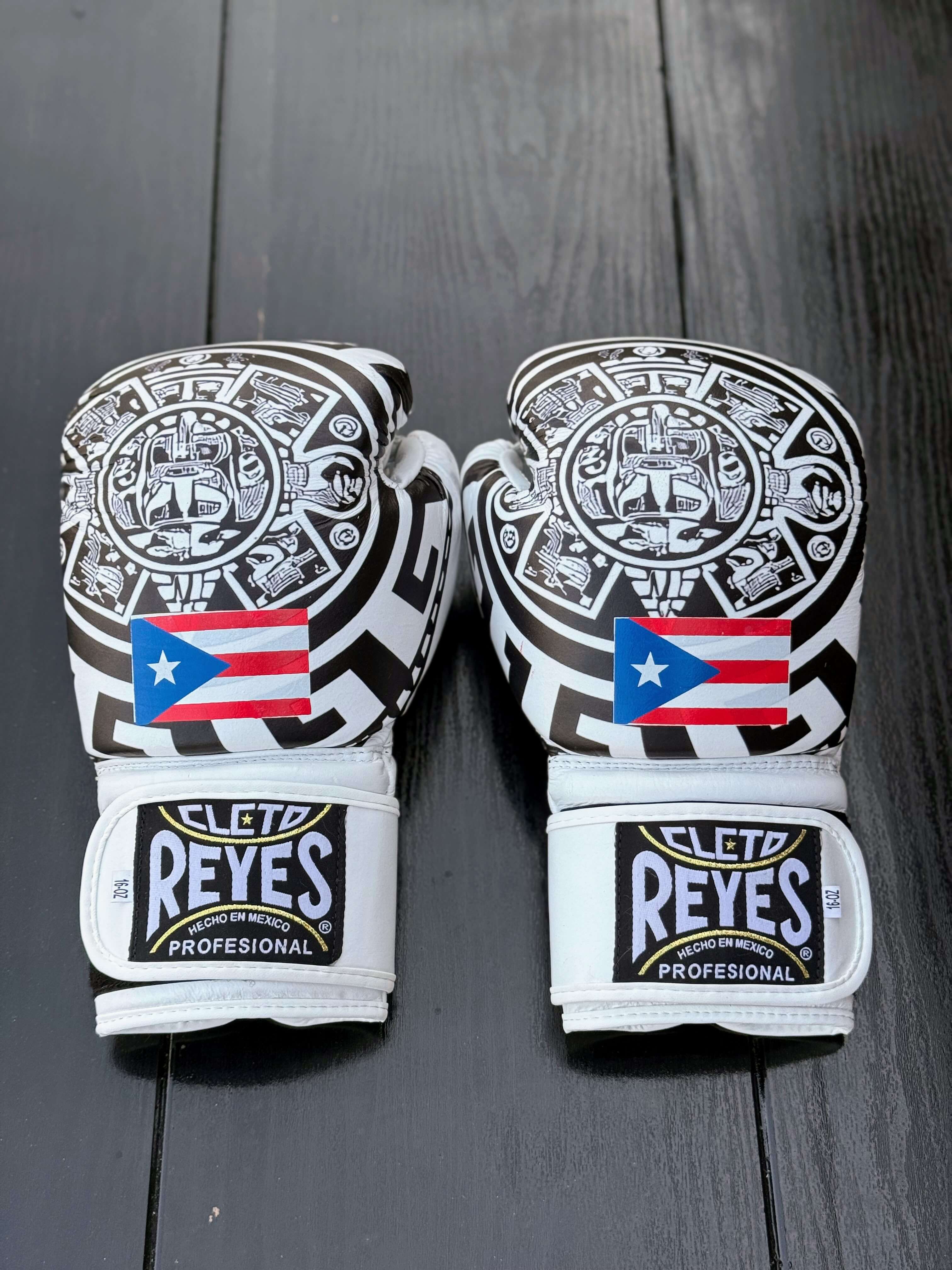 Cleto Reyes White/Black Leather Boxing Gloves Custom Fit Training Gloves Back View