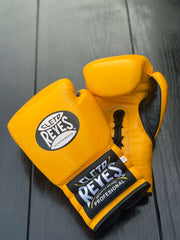 Cleto Reyes Boxing Gloves Yellow/Black Padded Leather Gloves for Muay Thai