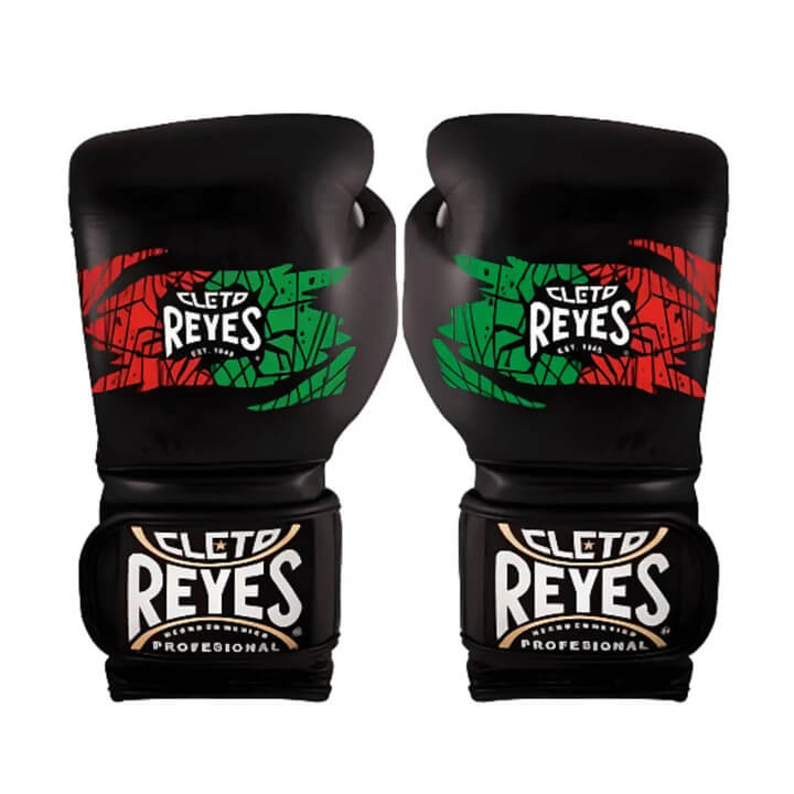 Cleto Reyes Black/Red/Green Boxing Gloves Premium Leather Training Pair