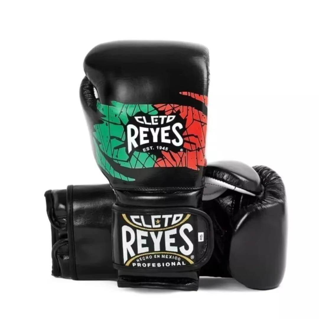 Cleto Reyes Black/Red/Green Back View Boxing Gloves Premium Leather Training Pair