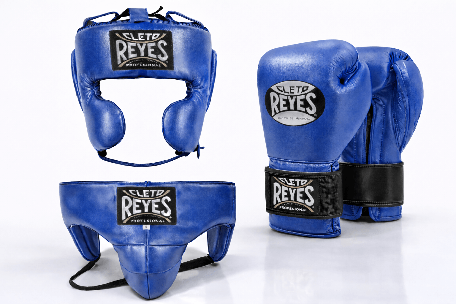 Cleto Reyes Boxing Gloves Set Blue/Black Leather Professional Gear