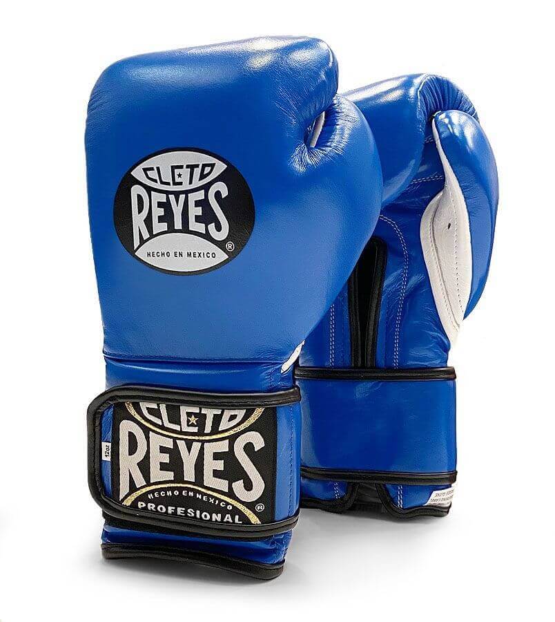 Cleto Reyes Blue/White Leather Boxing Gloves Professional Training Pair