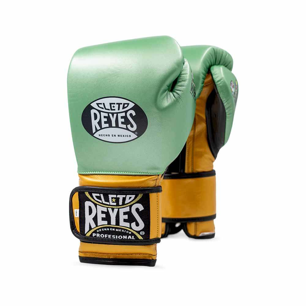 Cleto Reyes Green/Gold 14oz Boxing Gloves Premium Sparring Gloves