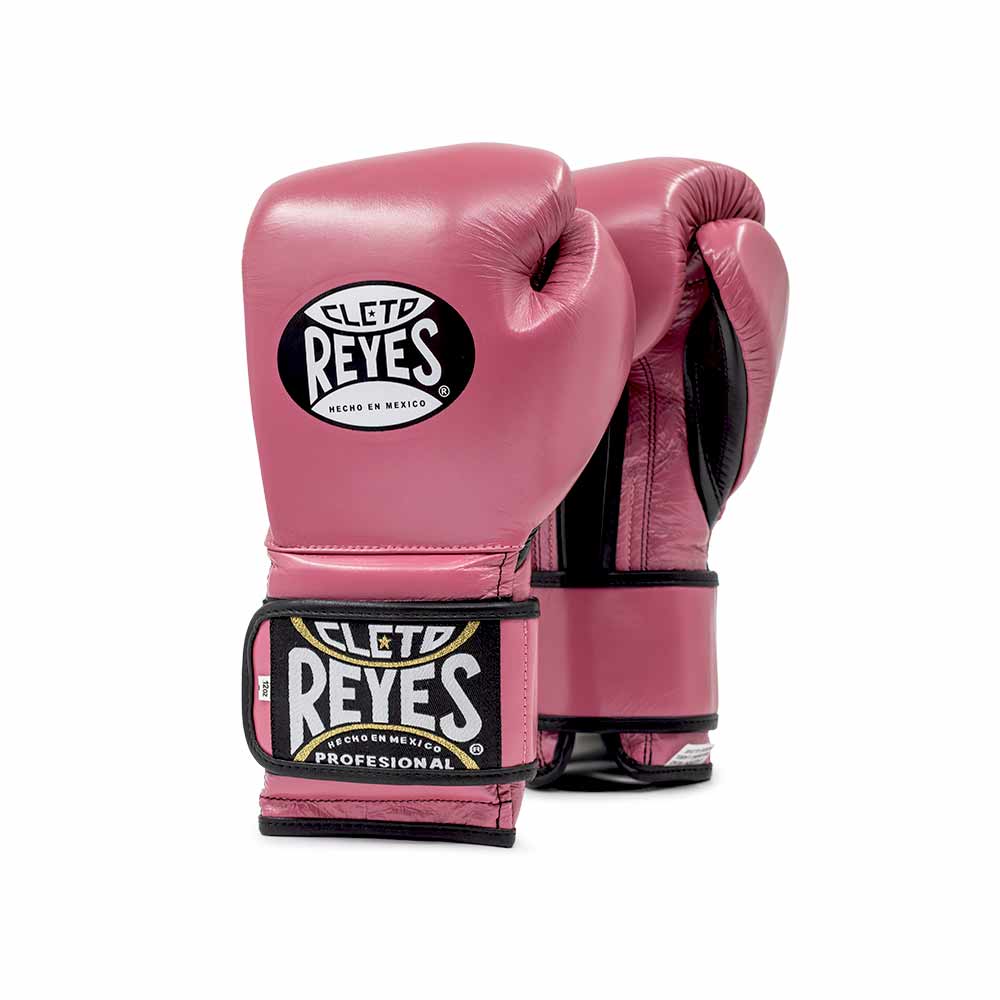 Cleto Reyes Genuine Leather Boxing Gloves Pink/Black 14oz Pair