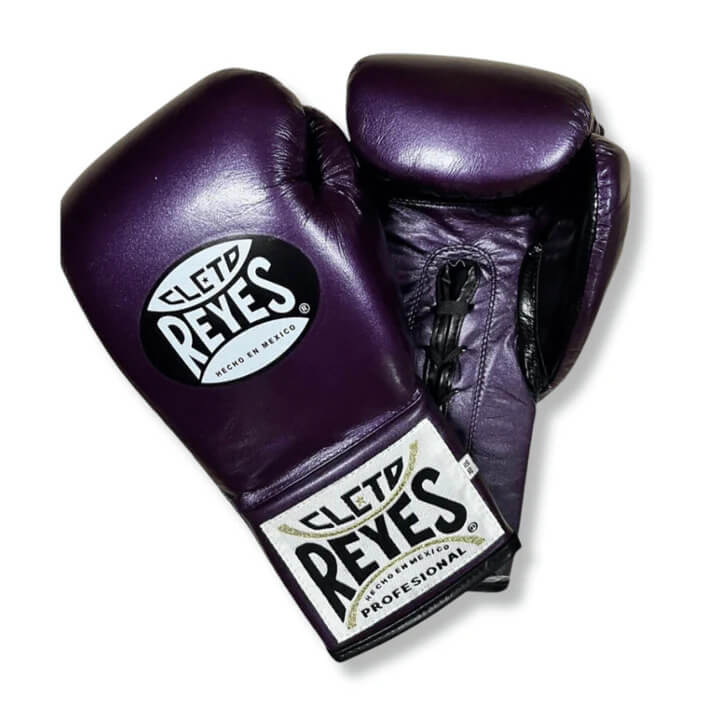 Cleto Reyes Purple/Black Leather Boxing Gloves Professional Training Pair