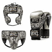 Cleto Reyes Boxing Set Velcro Gloves Silver/Black Sparring Training