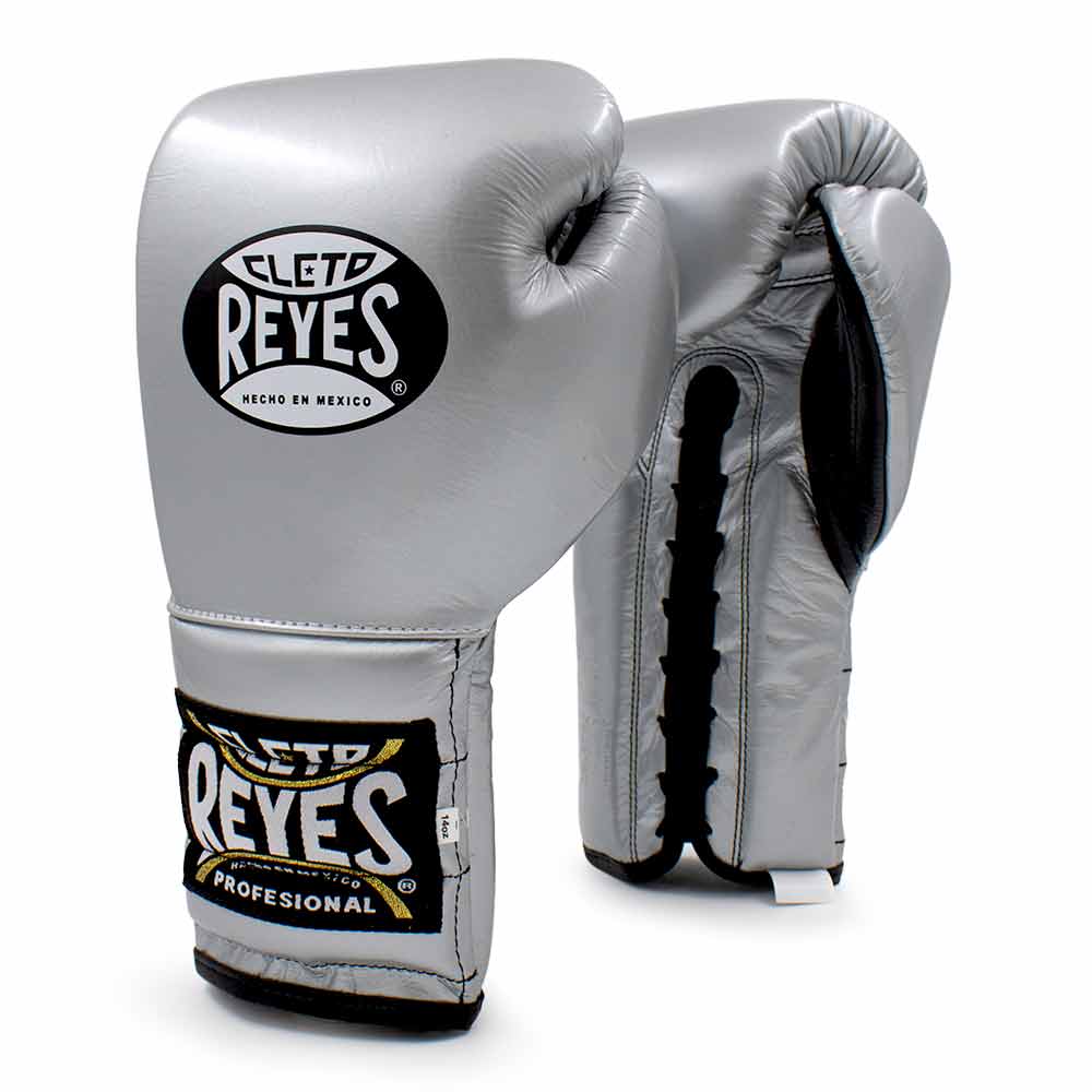 Cleto Reyes Silver/Black 14oz Boxing Gloves Premium Sparring Gloves