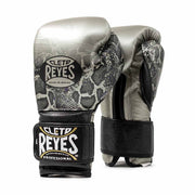 Cleto Reyes Genuine Leather Boxing Gloves Silver/Black Snake Style 14oz Pair