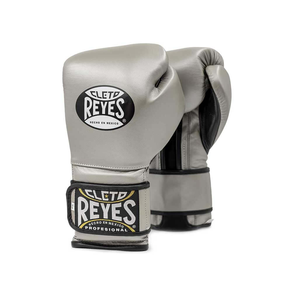 Cleto Reyes Silver/Black Lace-Up Boxing Gloves Classic Training Gloves
