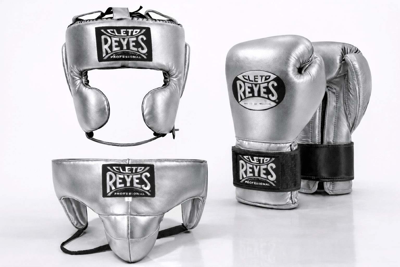 Cleto Reyes Boxing Gloves Set Silver/Black Velcro Fight Gloves