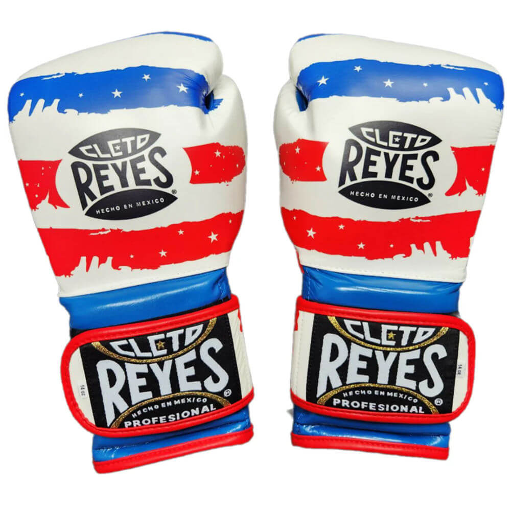 Cleto Reyes White/Blue/Red Back View Boxing Gloves Beginner Friendly Training Gloves