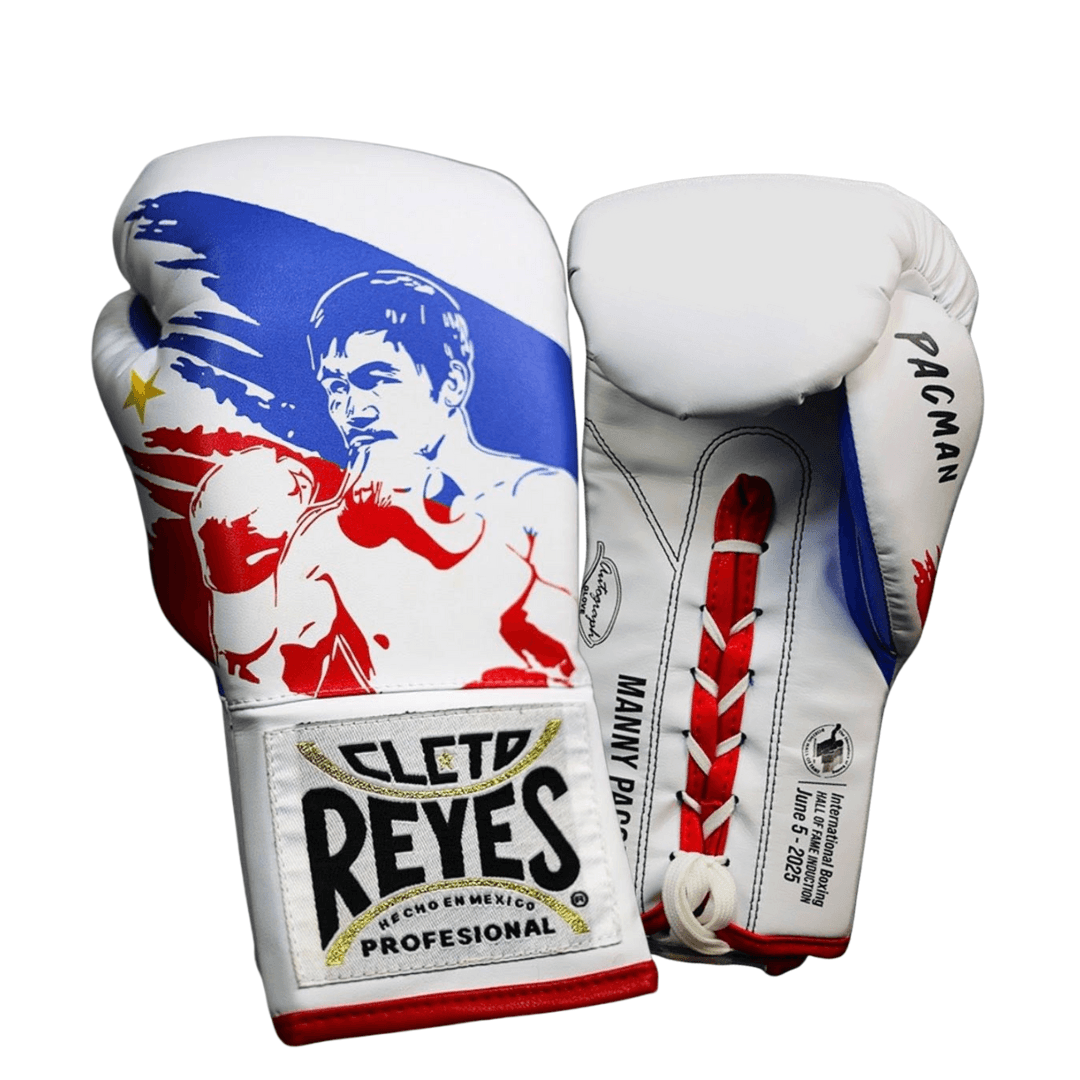 Cleto Reyes Genuine Leather Boxing Gloves White/Blue/Red 14oz Pair