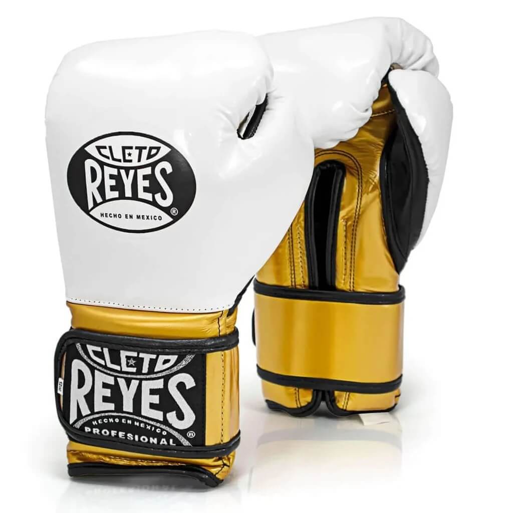 Cleto Reyes Genuine Leather Boxing Gloves White/Gold/Black 14oz Pair
