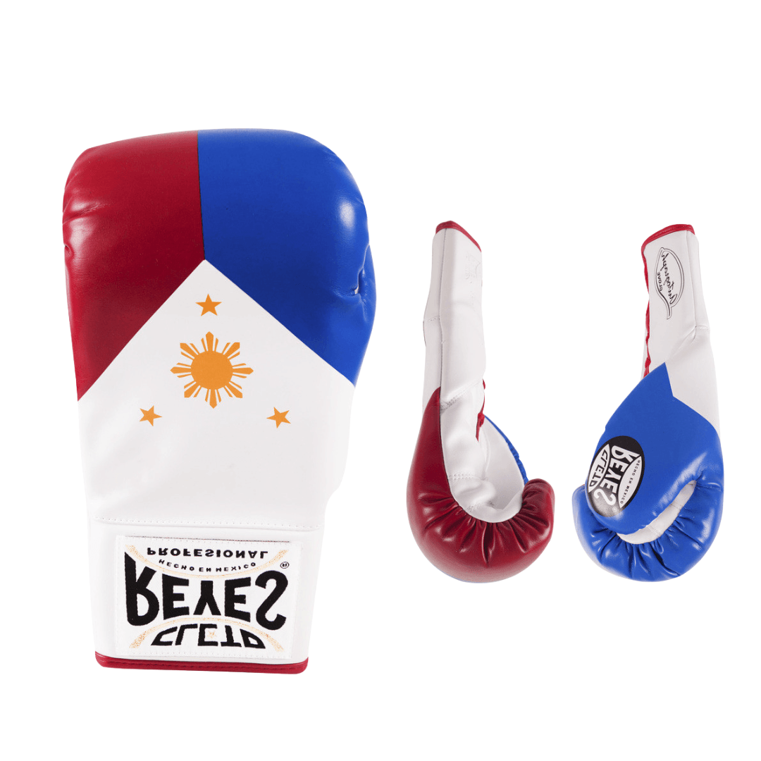 Cleto Reyes White/Red/Blue Boxing Gloves Premium Leather Training Pair