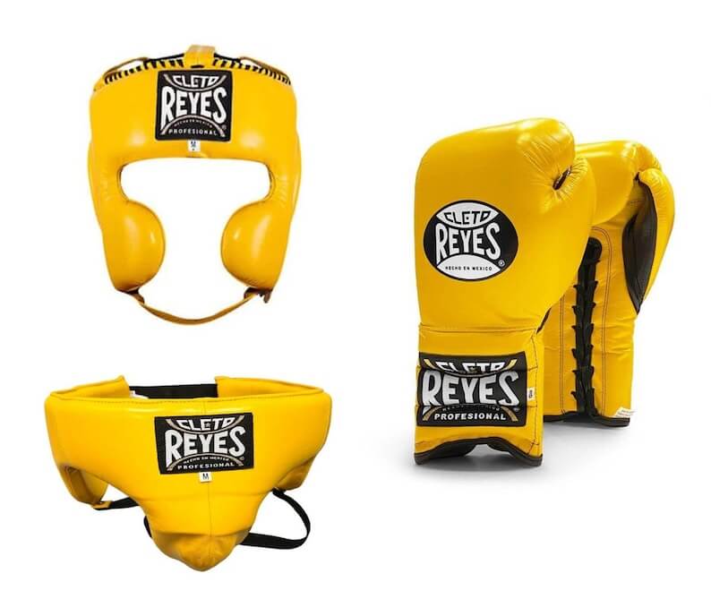 Cleto Reyes Boxing Gloves Set Yellow/Black  Leather Professional Gear