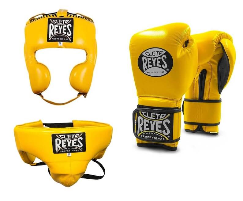 Cleto Reyes Boxing Set Premium Leather Gloves Yellow/Black Sparring