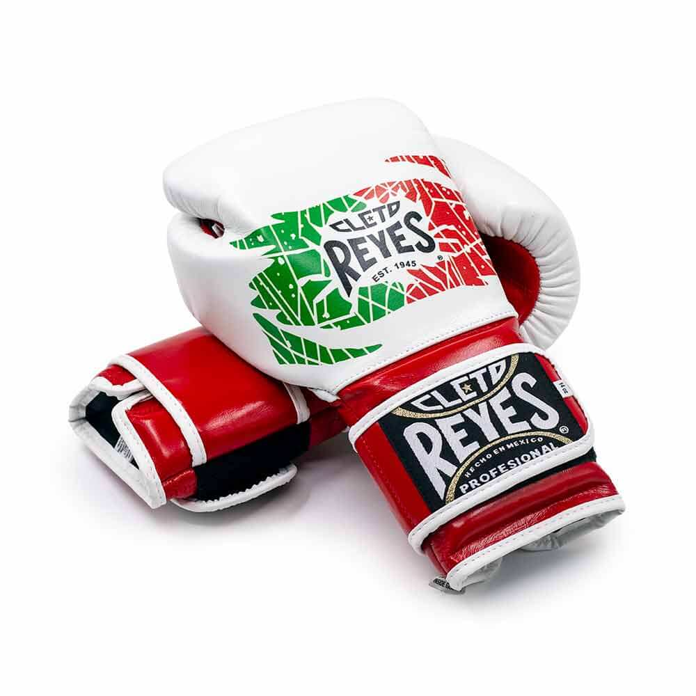 Cleto Reyes White/Red/Green Back View Boxing Gloves Beginner Friendly Training Gloves