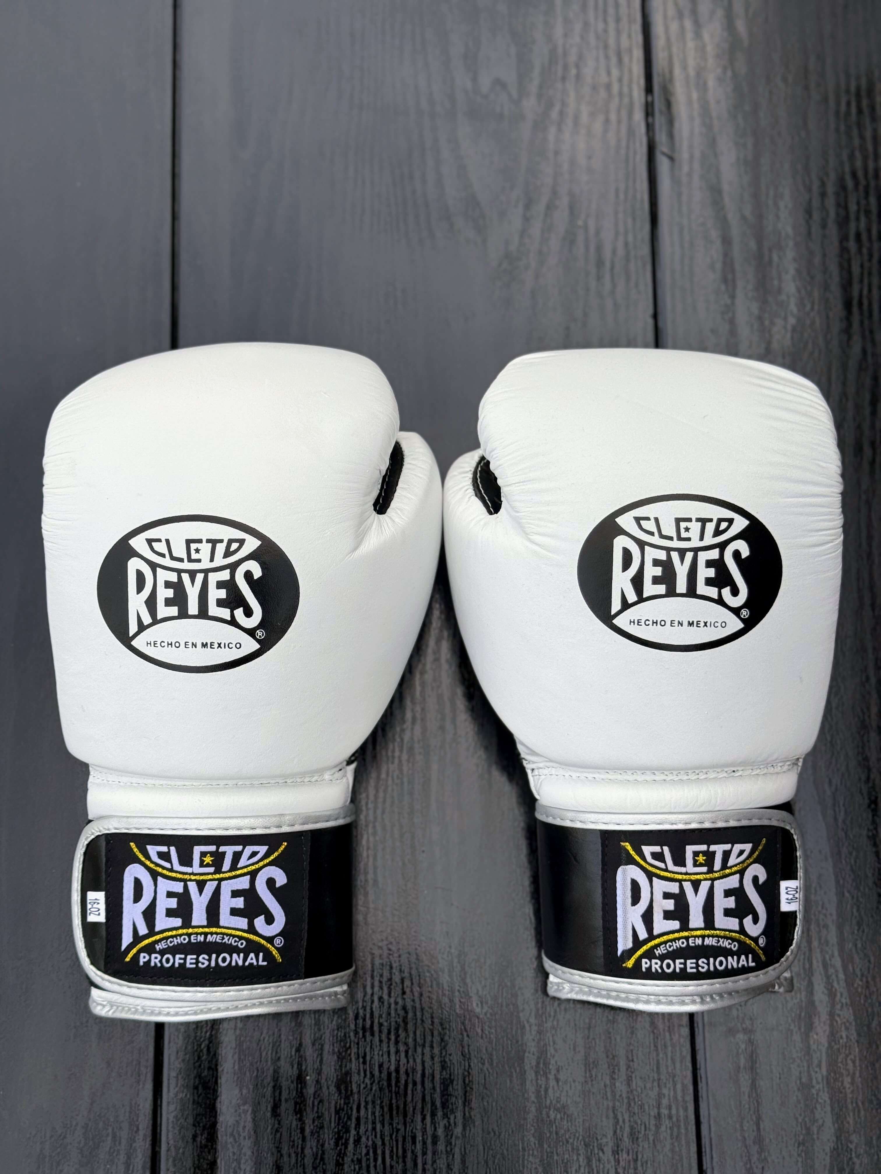 Cleto Reyes Boxing Gloves Set White/Black Professional Sparring Set Gloves Back View