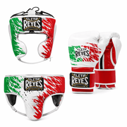 Cleto Reyes Boxing Gloves Set white/red/green Leather Professional Gear