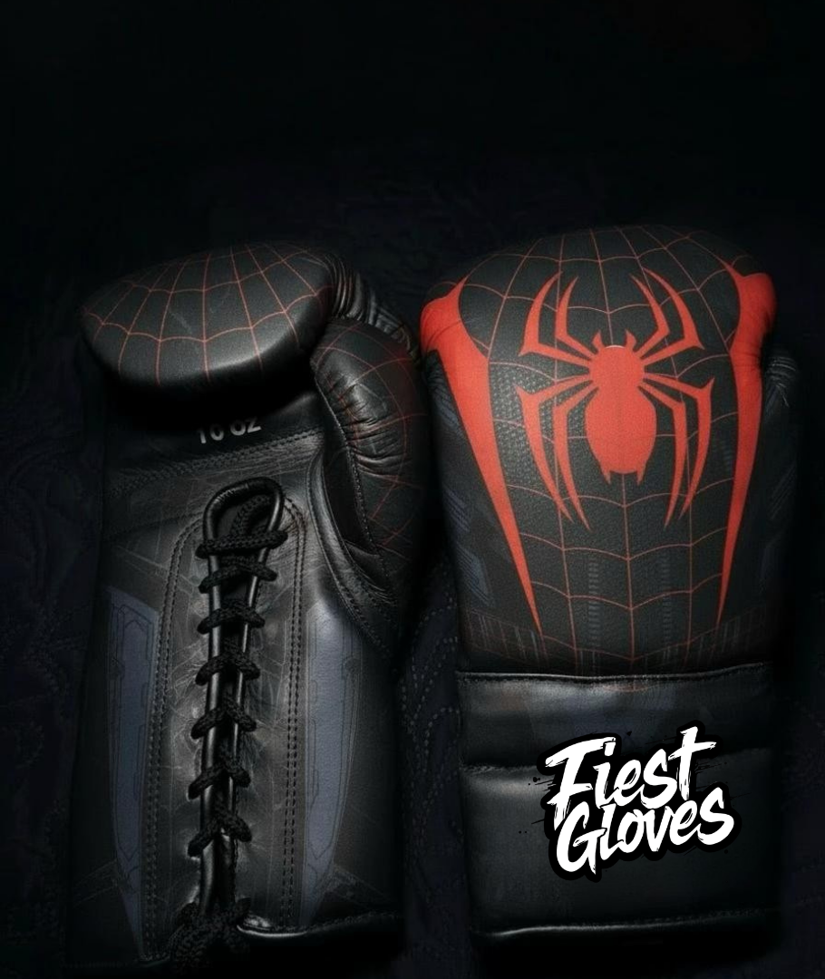 Fiest Winning Style Black/Red Lace-Up Boxing Gloves Classic Training