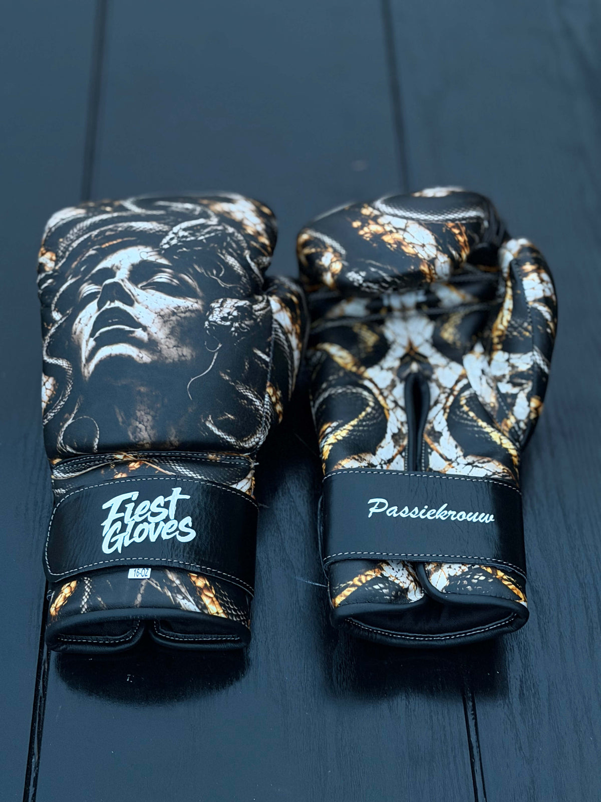 Fiest Boxing Gloves Winning Style Medussa Leather Training Gloves Front View