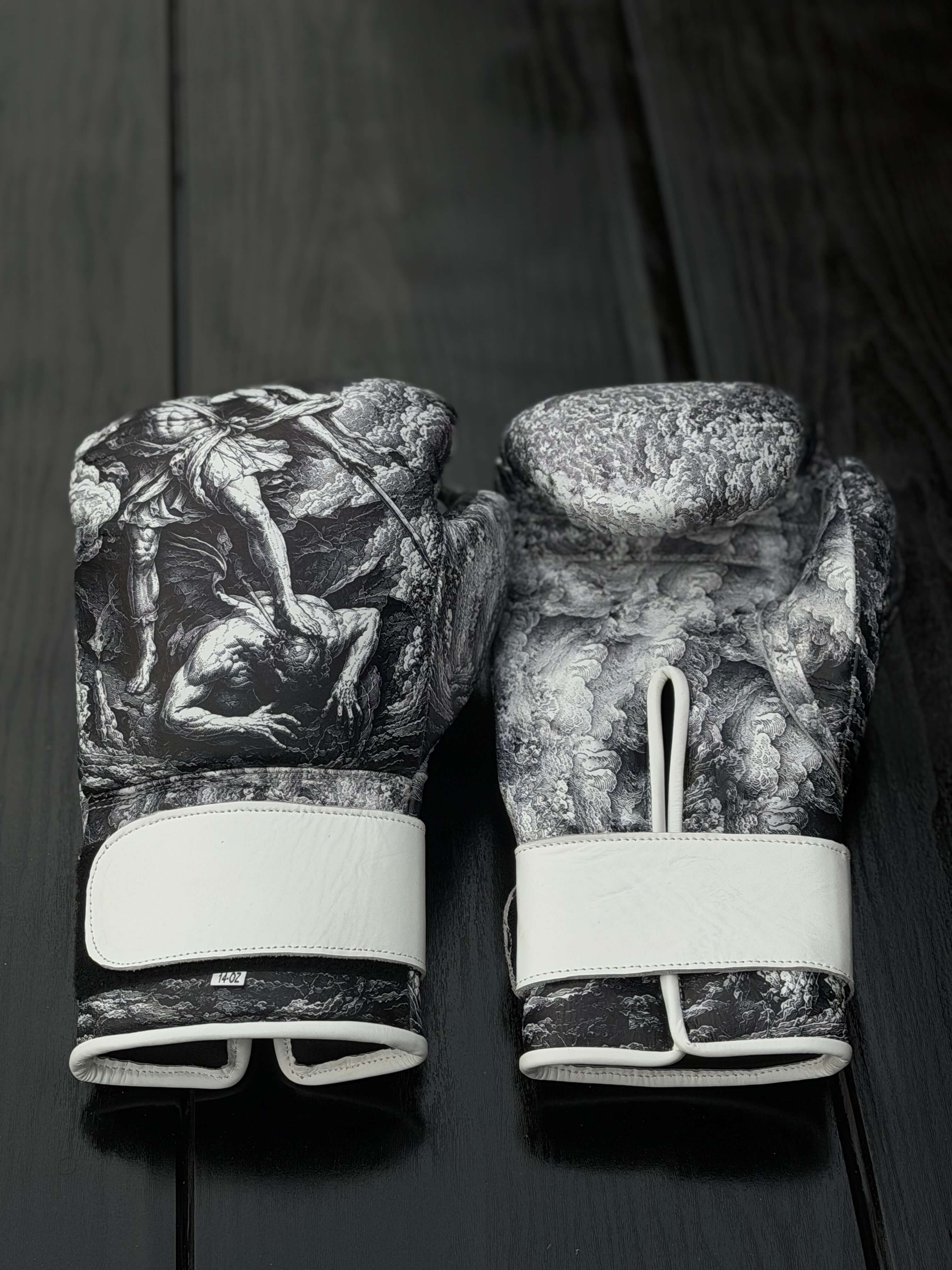 Fiest Winning Style Boxing Gloves White Angel Style Leather Gloves Front View