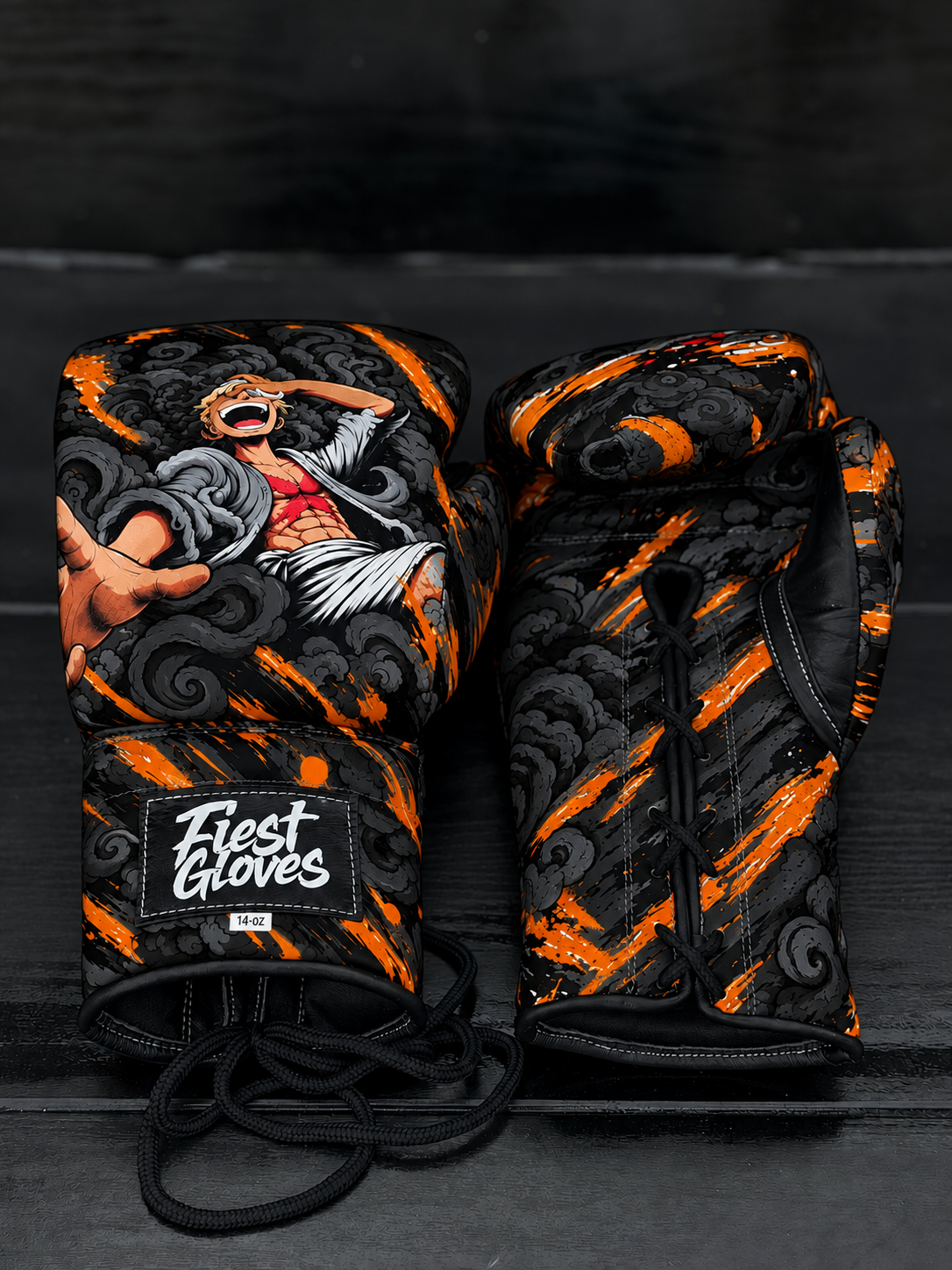 Fiest Boxing Gloves Winning Style Black Monkey D Luffy Design Leather Gloves for Intense Sessions
