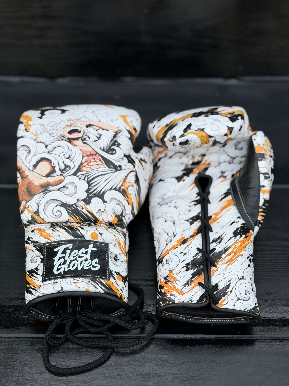 Fiest Boxing Gloves Winning Style Luffy Monkey D Design Leather Training Gloves Front View