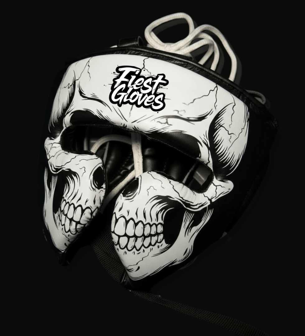 Fiest Boxing Set Black/White Skeleton Style Headguard Training Kit