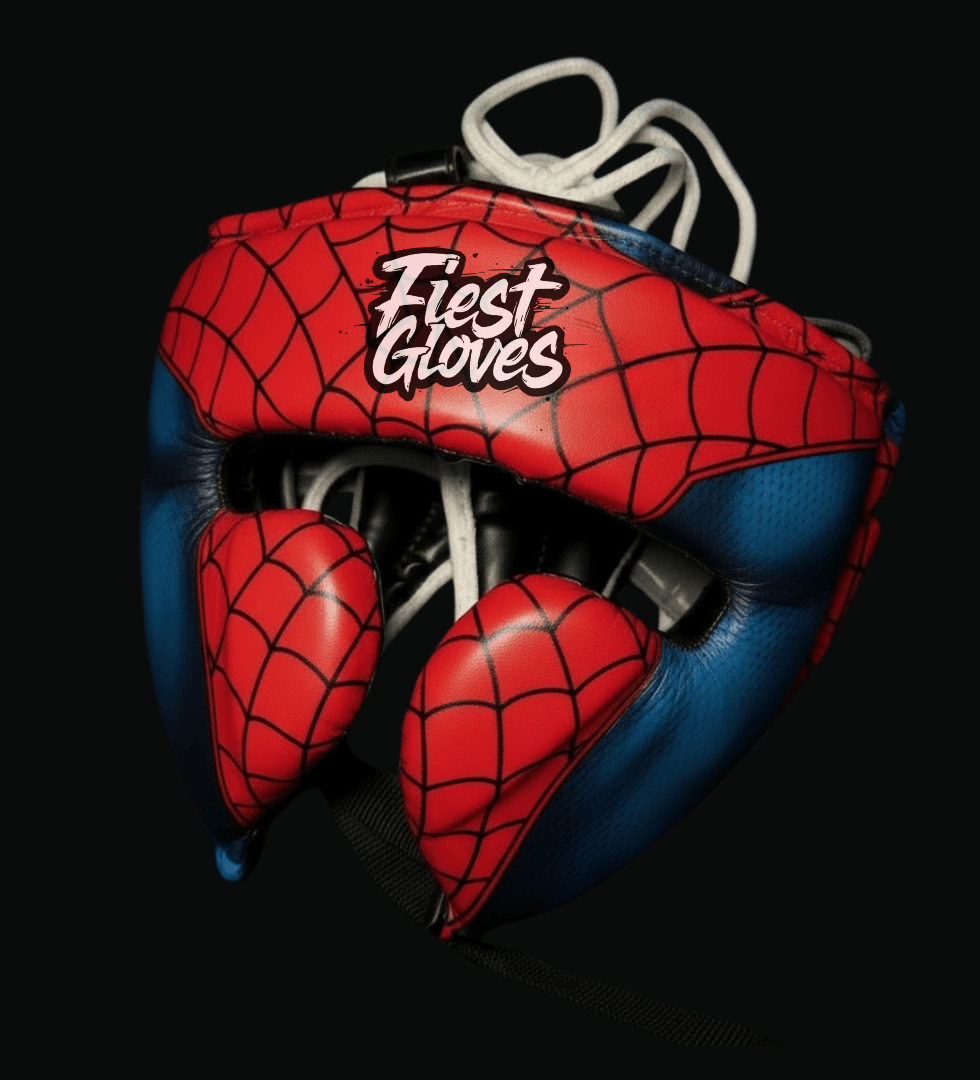 Fiest Boxing Set Red/Blue Spider Style Gym Training Gloves Headguard