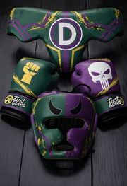 Fiest Boxing Set Green/Purple/White/Gold Gym Training Gloves Headguard