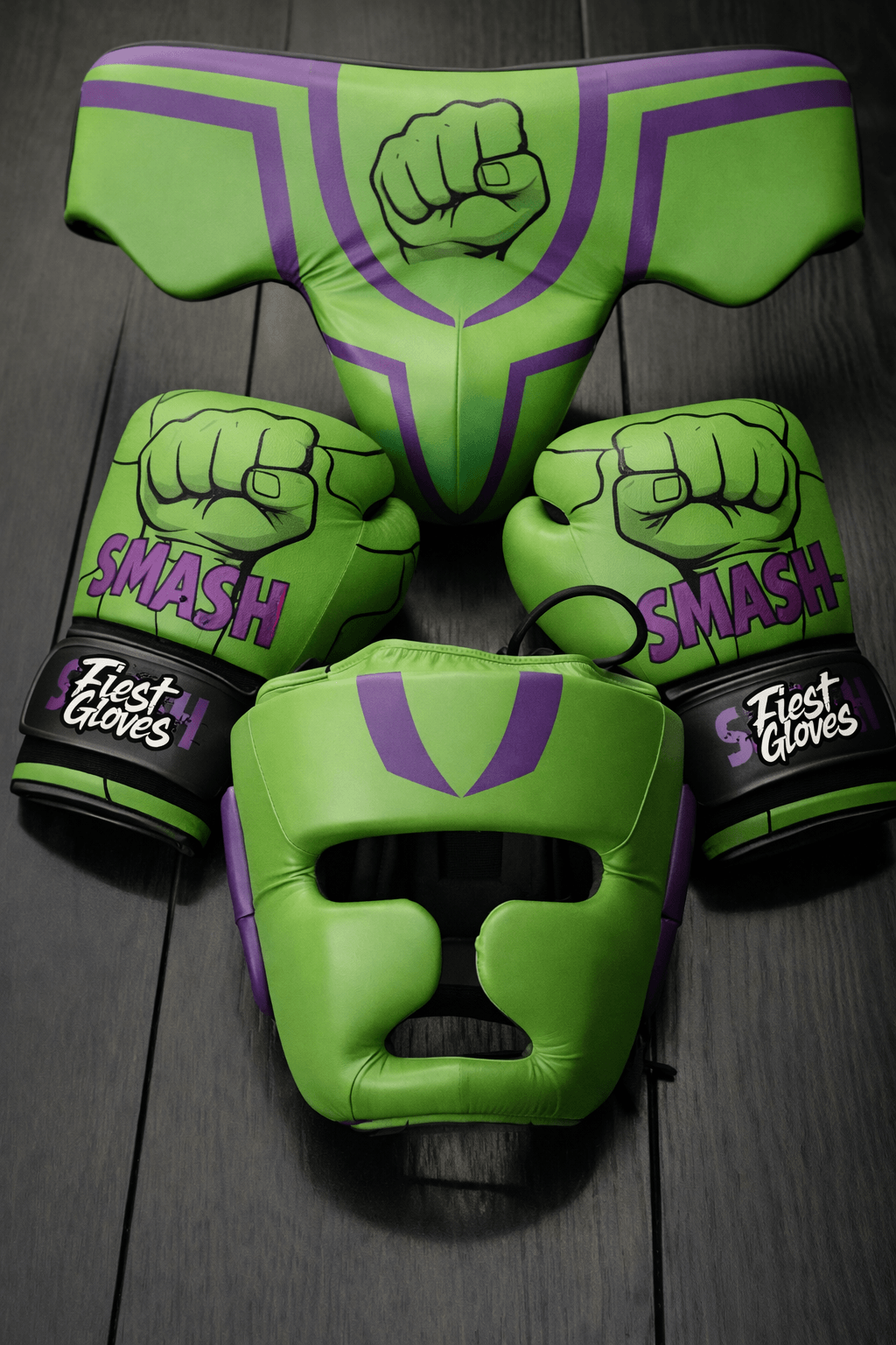 Fiest Leather Boxing Set Green/Purple Gym Training Kit