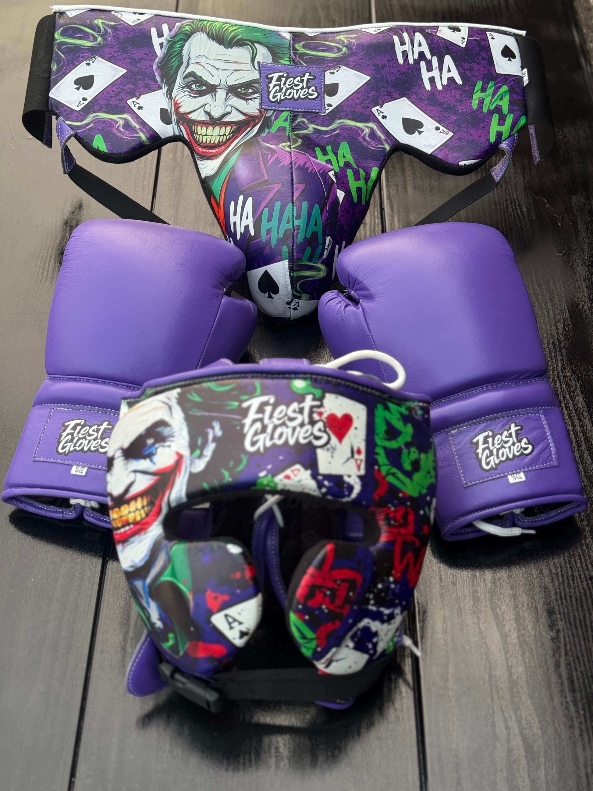 Fiest Leather Boxing Set Purple Joker Style Gym Training Kit