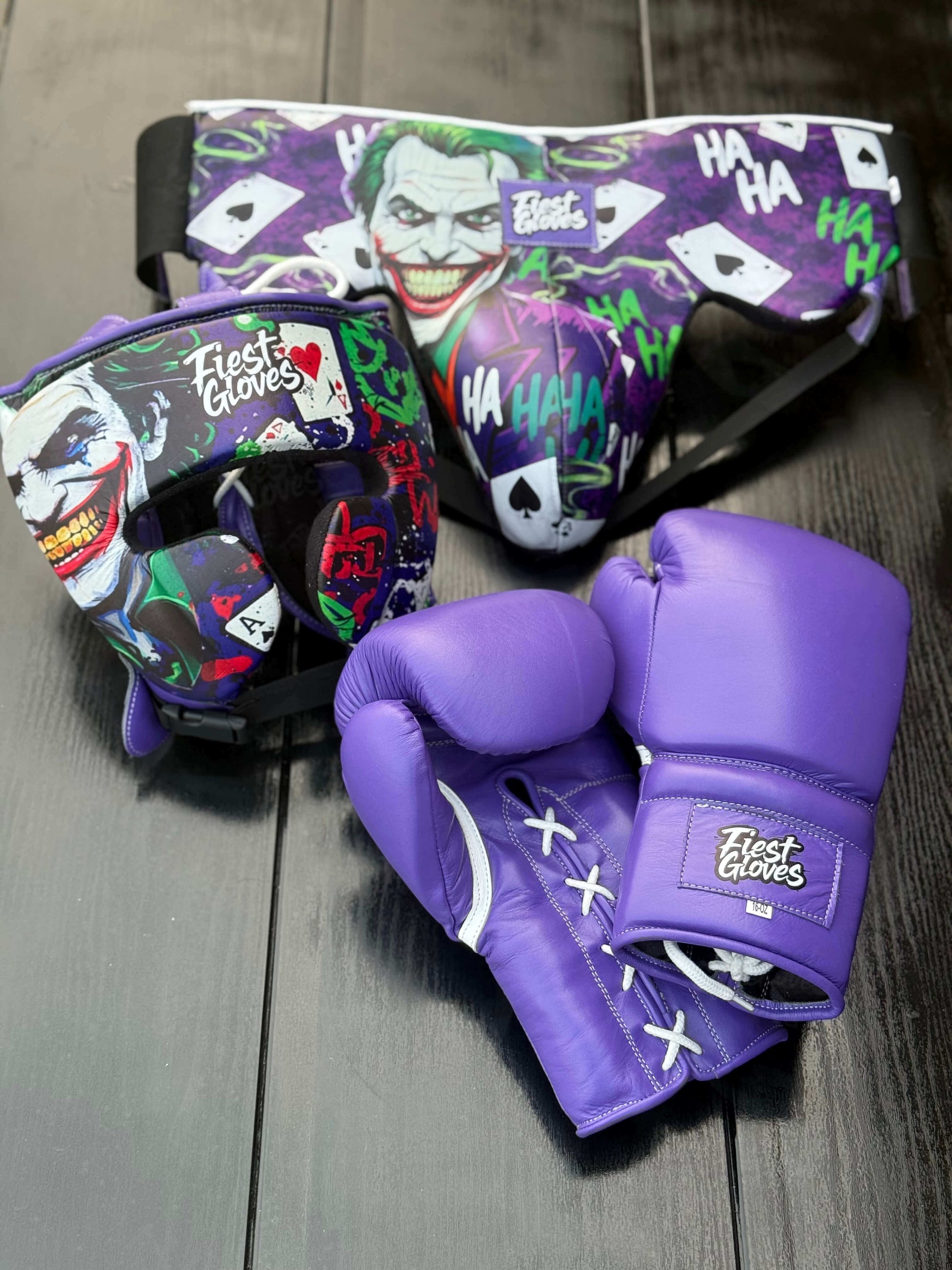 Fiest Purple Joker Style Boxing Set Heavy Duty Gloves Training Collection