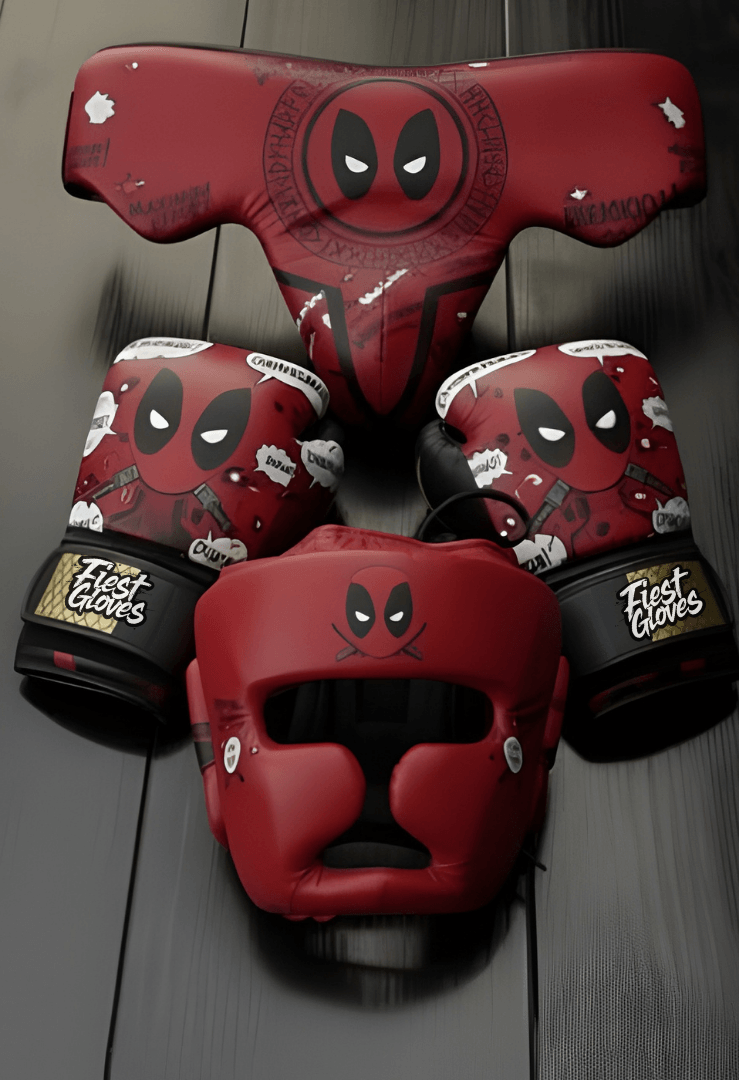 Fiest Red/Black/White Boxing Set Premium Training Gloves Kit