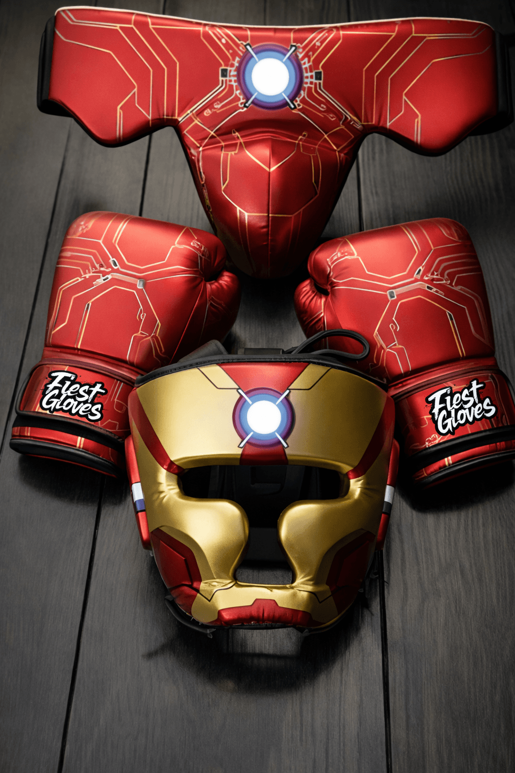Fiest Red/Blue/Gold Boxing Set Heavy Duty Gloves Training Collection