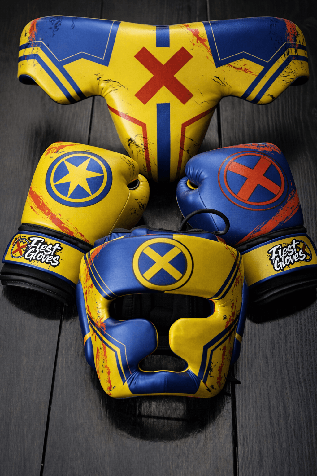 Fiest Boxing Gloves Set Yellow/Blue/Red Heavy Duty Training Collection
