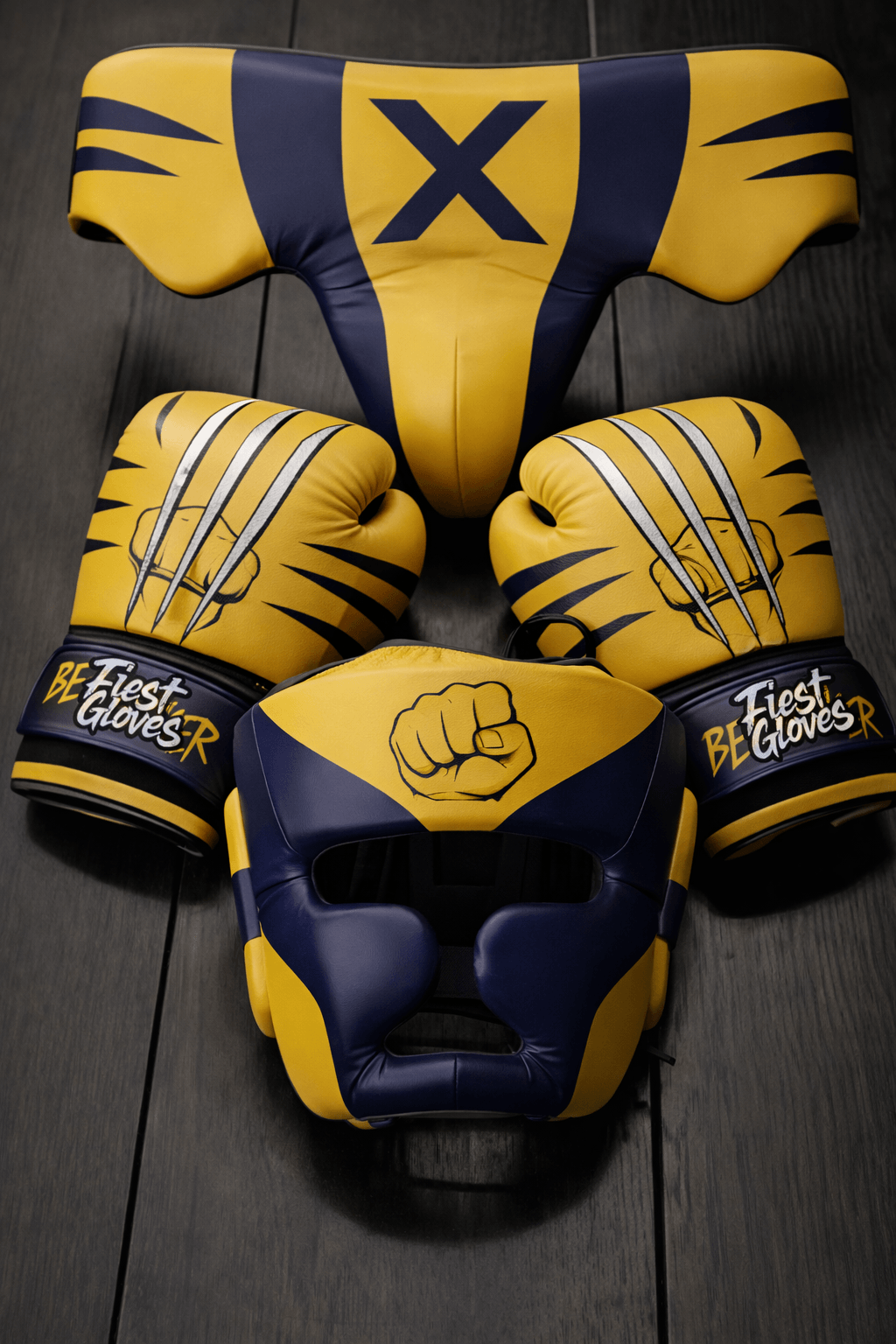 Fiest Yellow/Blue/White Boxing Set Custom Training Gloves Bundle