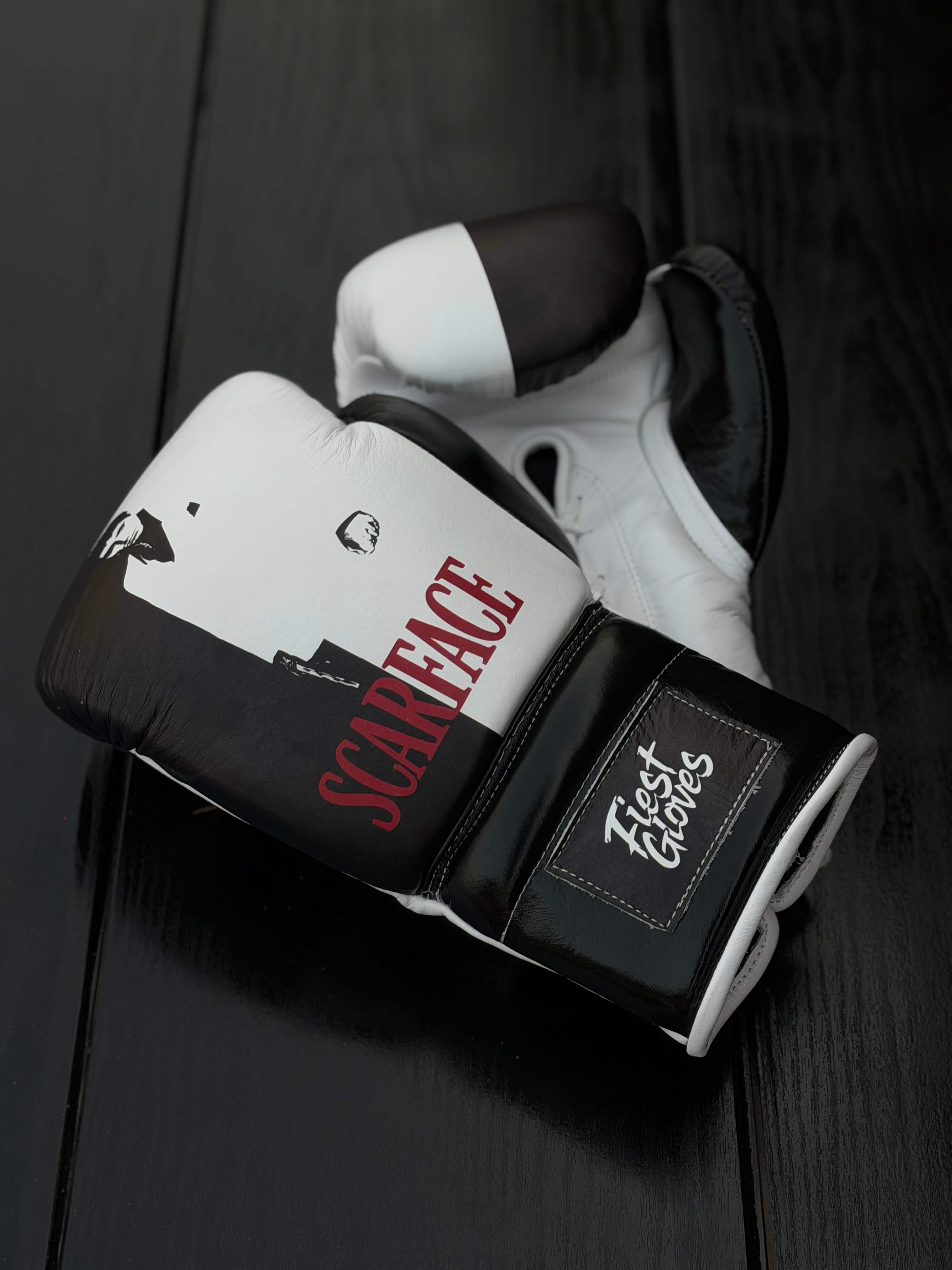 Fiest Winning Style Boxing Gloves White/Black Leather Training Gloves for Sparring