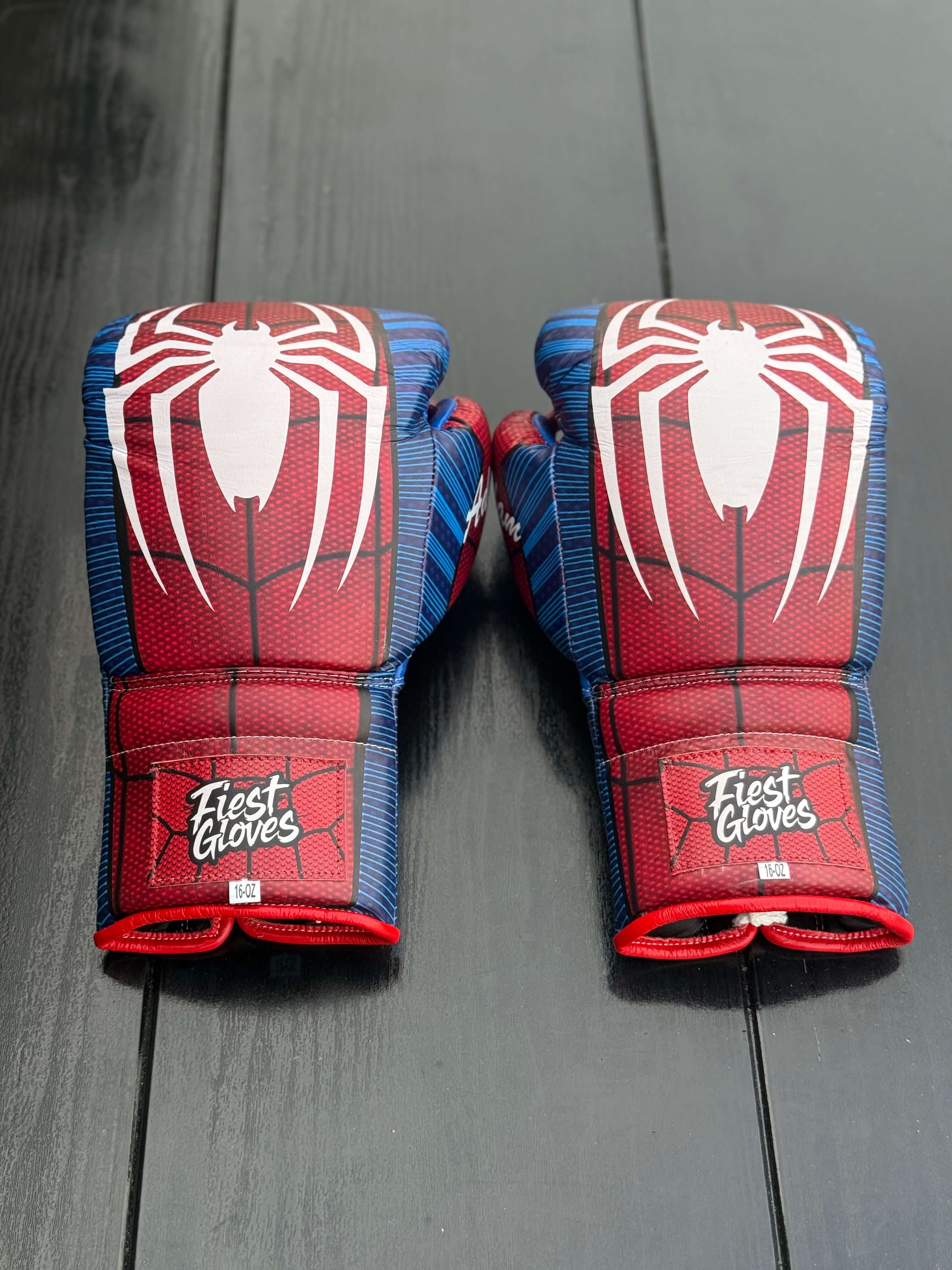 Fiest Winning Style Boxing Gloves Red/Blue 14oz Leather Training Gloves Back View