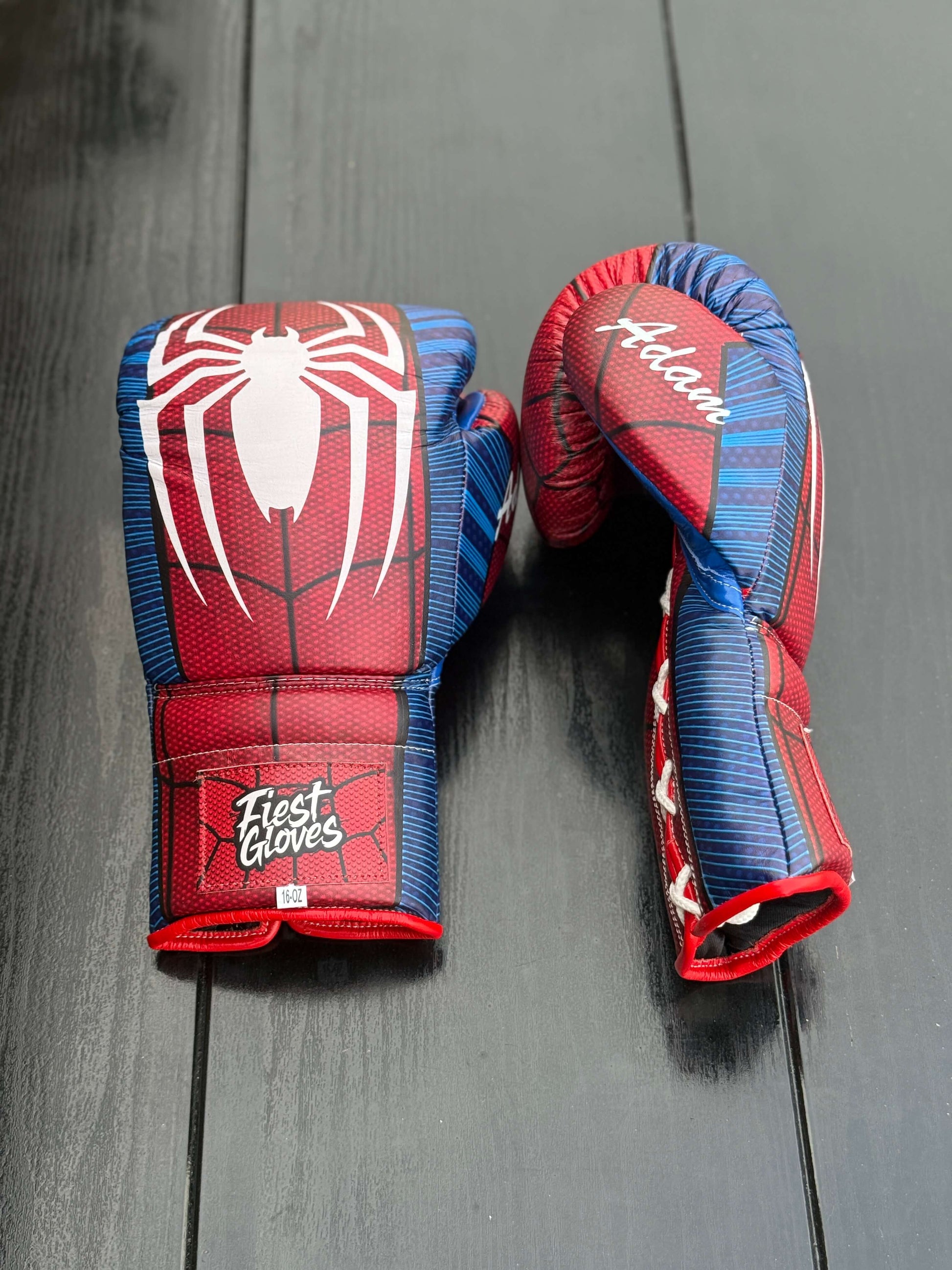 Fiest Winning Style Boxing Gloves Red/Blue 14oz Leather Training Gloves Side View