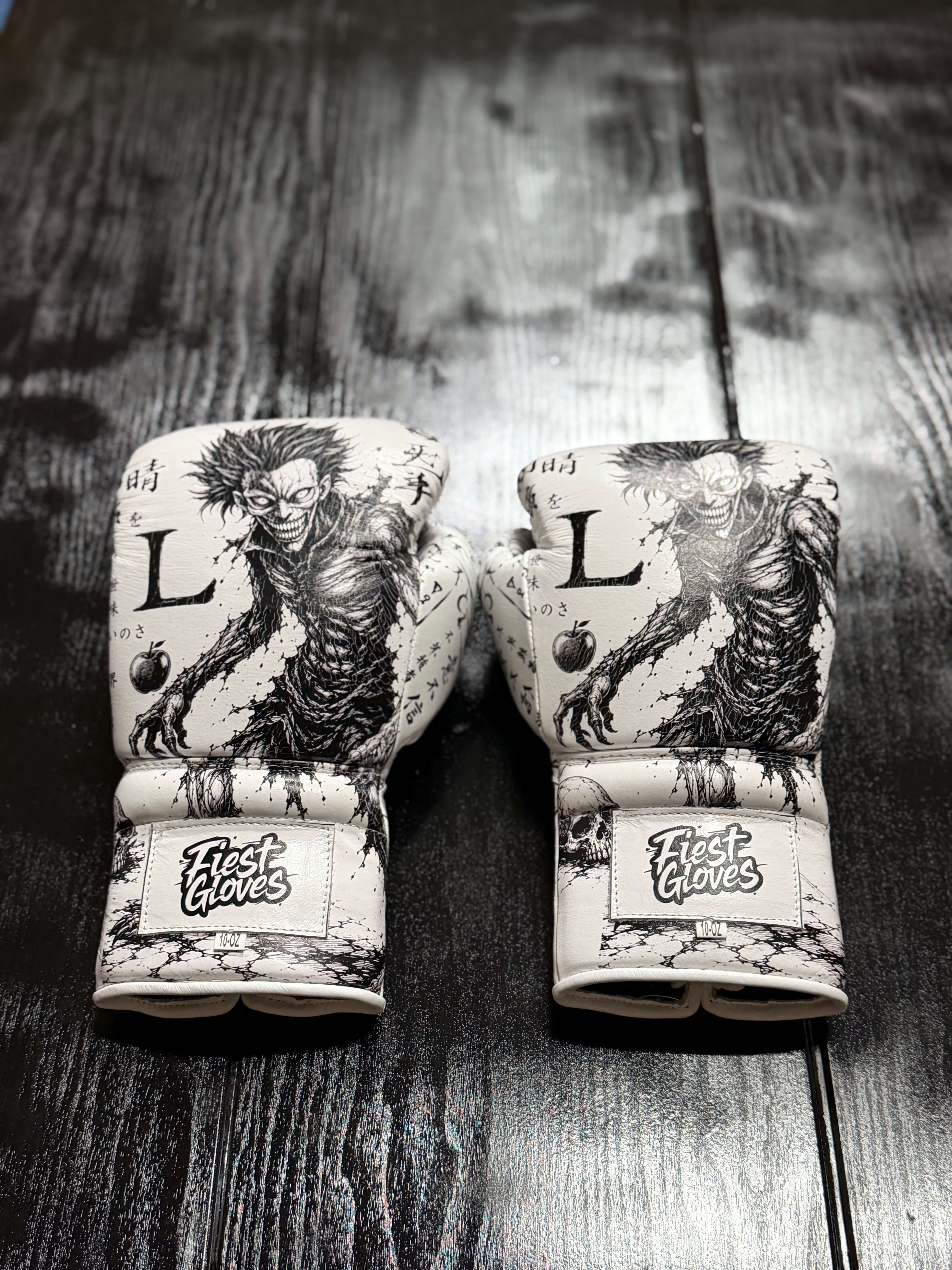 Fiest Winning Style Boxing Gloves White Leather Training Gloves Back View