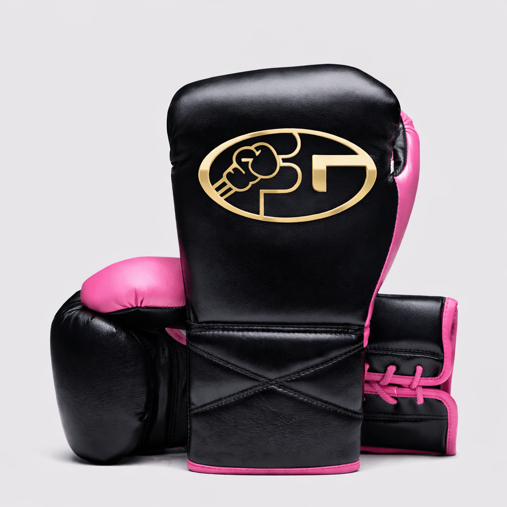 Fiest Sea Black/Pink Boxing Set Lace-Up Gloves Training Bundle