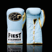 Fiest Winning Style Sky-Blue/Gold 14oz Boxing Gloves Custom Sparring Gloves