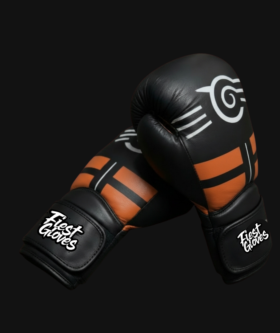 Fiest Winning Style Boxing Gloves Black/Orange 14oz Gloves Back View