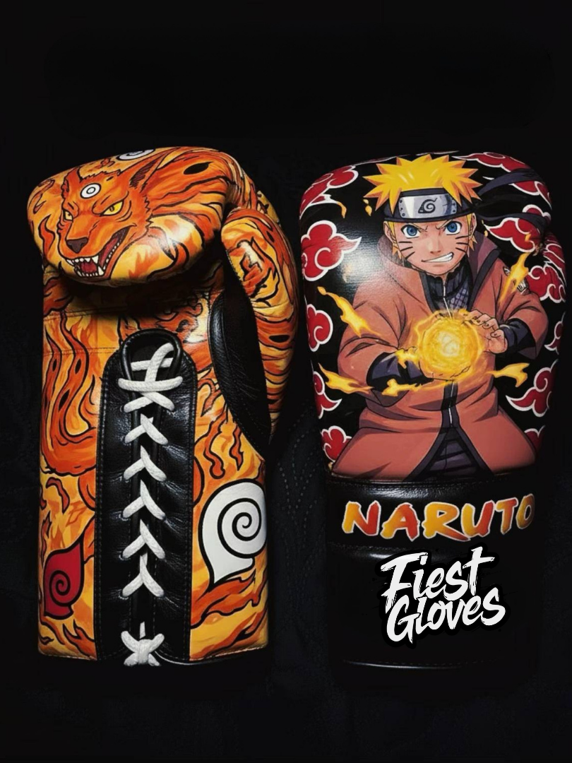 Fiest Winning Style Black/Orange Leather Boxing Gloves Custom Fit