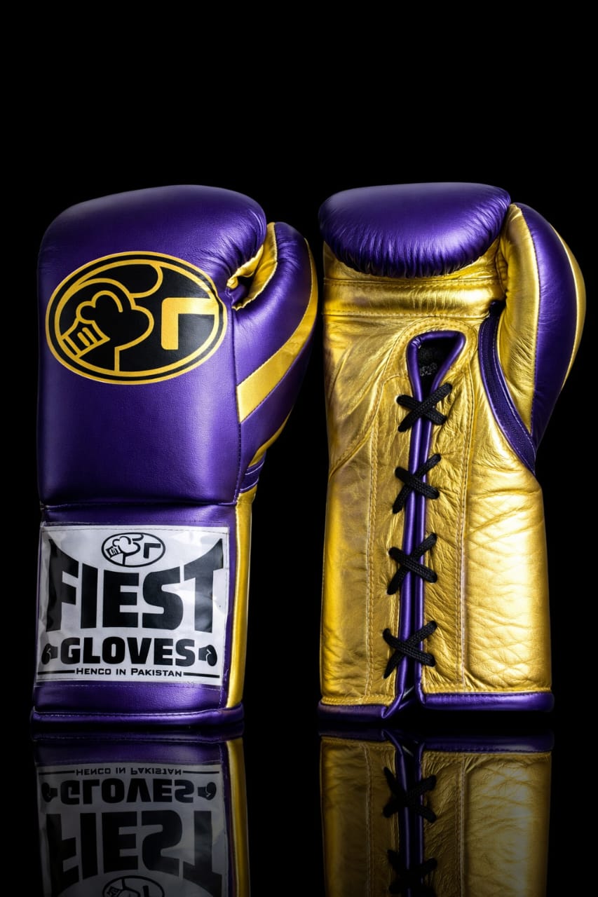 Fiest Boxing Gloves Lace-Up | Purple/Gold
