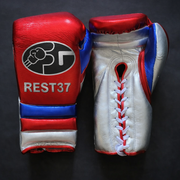 Fiest Boxing Gloves Lace-Up | Red/Silver/Blue