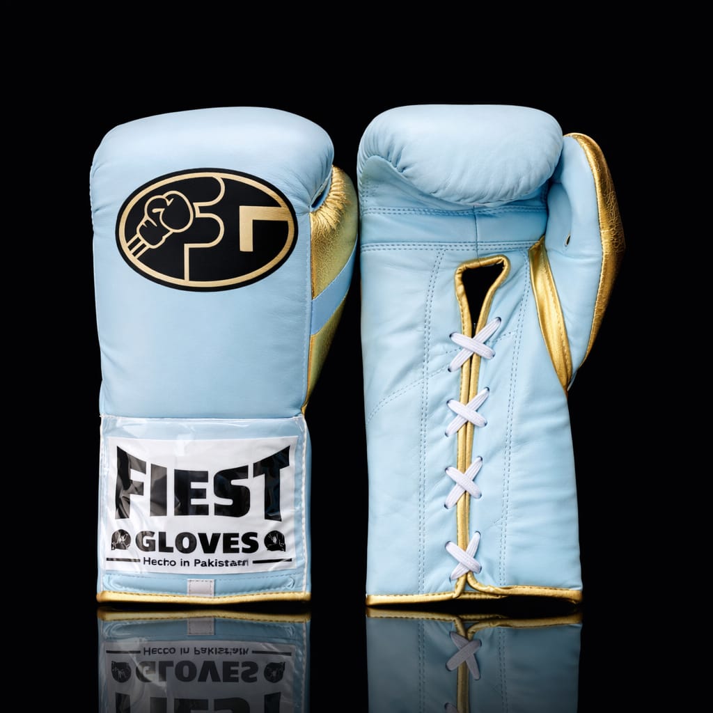 Fiest Boxing Gloves Lace-Up | Sky-Blue/Gold