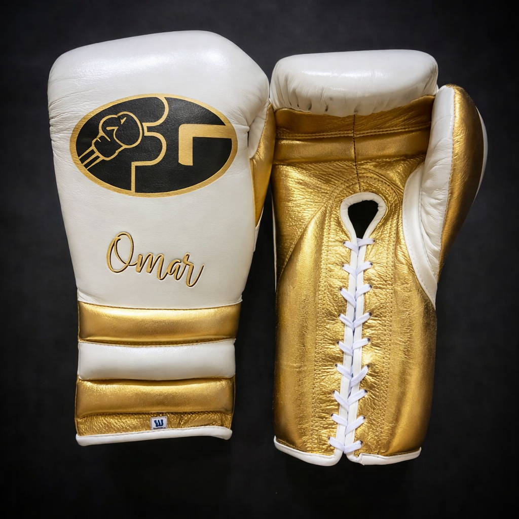 Fiest Boxing Gloves Lace-Up | White/Gold